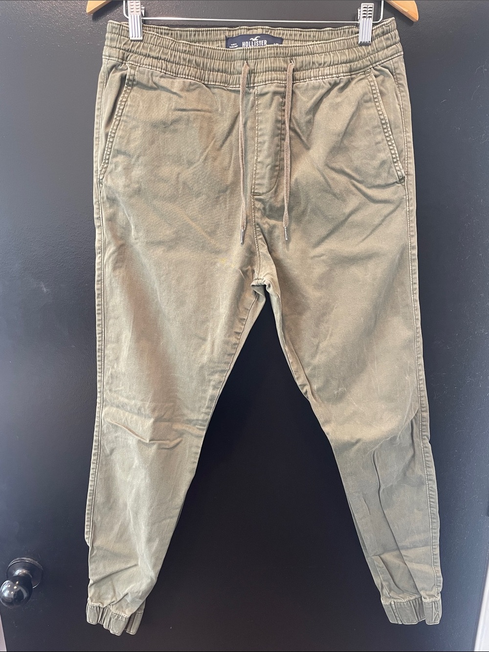 Hollister Men's Olive Green Drawstring Joggers M-Tall